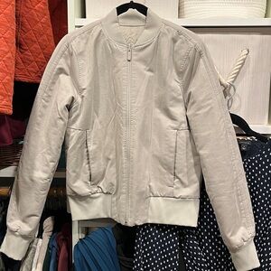Lululemon Reversible Cream Tan Sand Quilted Bomber Jacket
